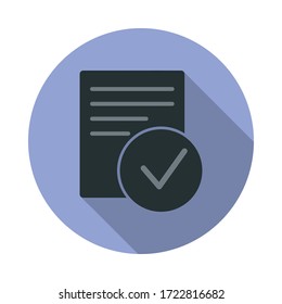 Verified document long shadow icon. Simple color vector of web icons for ui and ux, website or mobile application