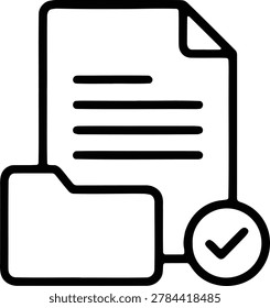 Verified file folder icon with document and success checkmark symbol