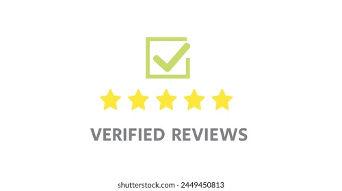 Verified five star reviews concept flat icon vector illustration on a solid white background.