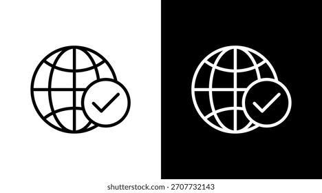 Design do conjunto de ícones brancos do globo verificado