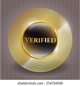 Emblema dorado brillante verificado