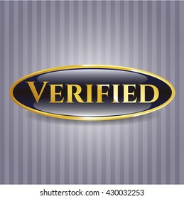 Emblema dorado brillante verificado