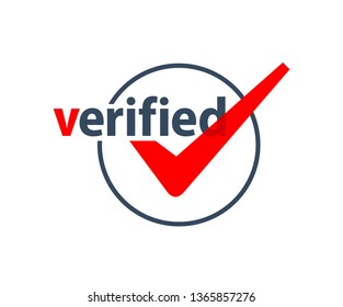 Verified icon - check mark inside circle - isolated vector sticker - guarrantee of quality