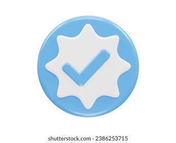 Verified icon illustration 3d rendering transparent element