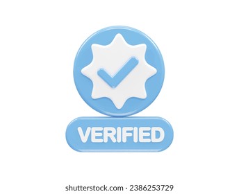 Verified icon illustration 3d rendering transparent element