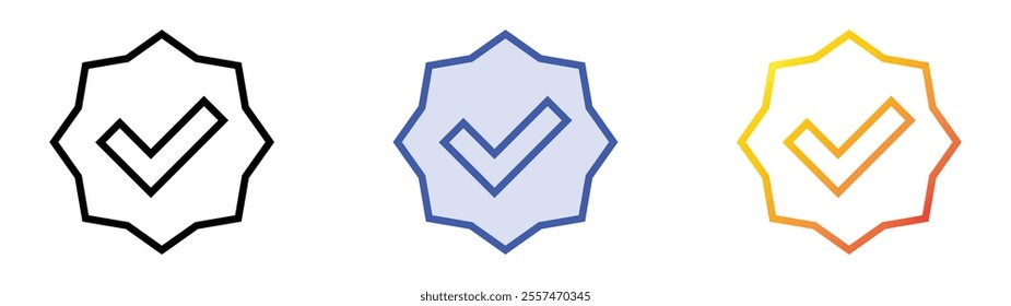 verified icon. Linear, Blue Fill and Gradient Style Design Isolated On White Background