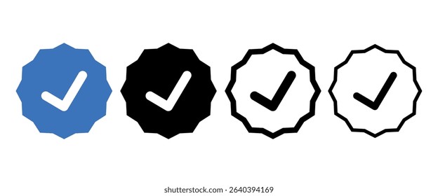 Verified icon set. Colored vector illustration.