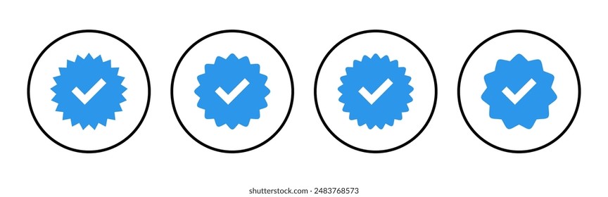 Verifiziertes SymbolSet. Verifizierungs-Häkchen. Genehmigtes Symbol
