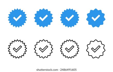 Verifiziertes SymbolSet. Verifizierungs-Häkchen. Genehmigtes Symbol
