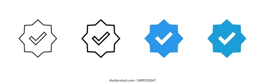 Verifiziertes SymbolSet. Verifizierungs-Häkchen. Genehmigtes Symbol