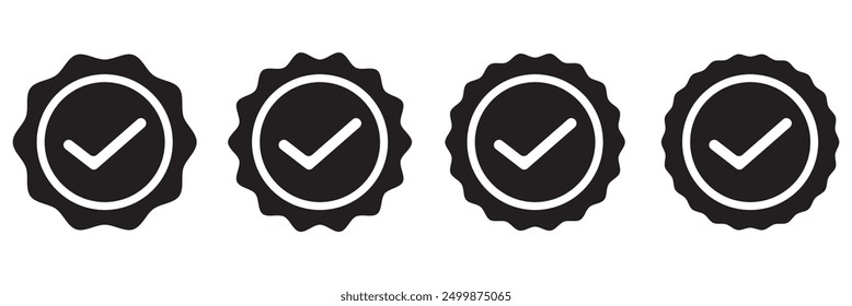 Conjunto de iconos verificado. Marca de verificación. Icono Aprobado. Ilustración vectorial.