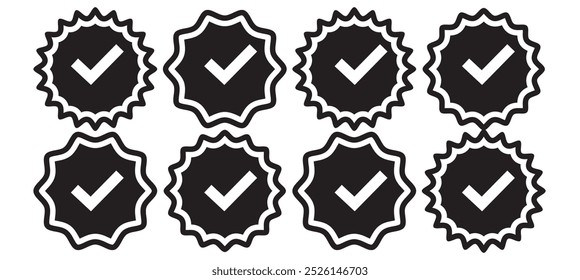 Conjunto de iconos verificado. Marca de verificación. Icono Aprobado. Ilustración vectorial.