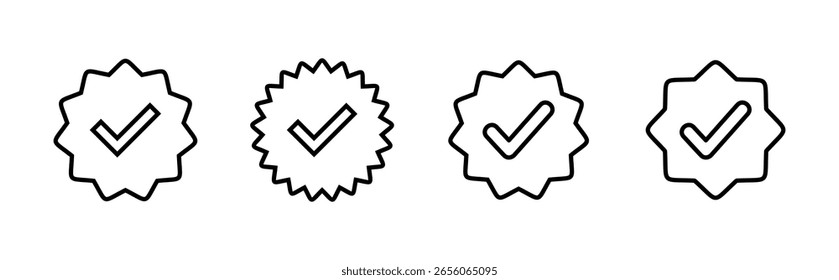 Conjunto de iconos verificados. Marca de verificación. Icono aprobado