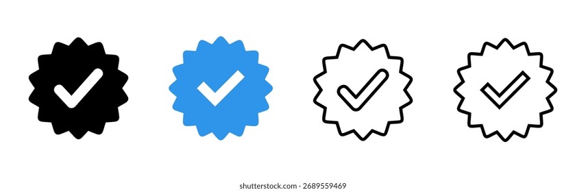 Conjunto de iconos verificados. Marca de verificación. Icono aprobado
