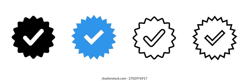 verifizierter Symbolsatz. Prüfzeichen. genehmigtes Symbol