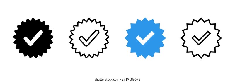 Conjunto de iconos verificados. Marca de verificación. Icono aprobado