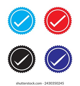 Icono Verificado. Icono de marca. Icono de comprobación, ilustrador de vectores, eps10