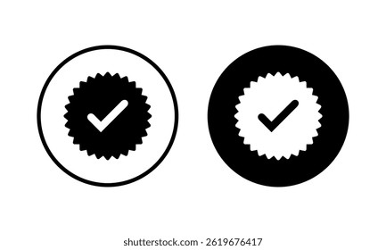 Ilustración vectorial de icono verificada. Marca de verificación. Signo y símbolo aprobados
