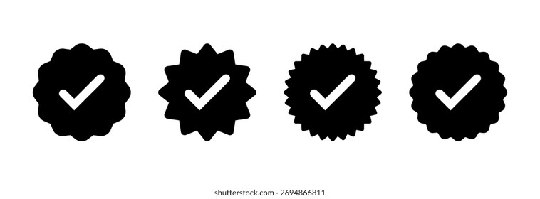 Ilustración vectorial de icono verificada. Marca de verificación. Signo y símbolo aprobados