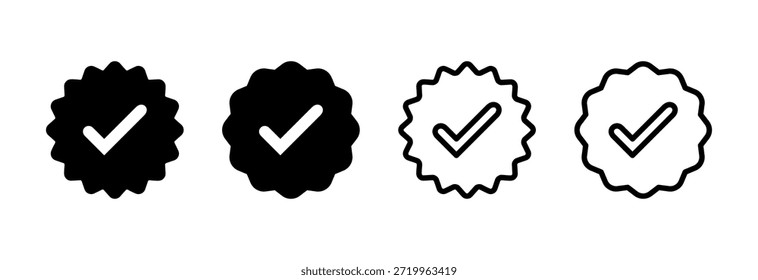 Ilustración vectorial de icono verificada. Marca de verificación. Signo y símbolo aprobados