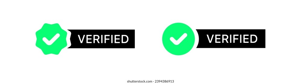 Verified icons. Flat, green, checkmark in a circle, verified icons. Vector icons