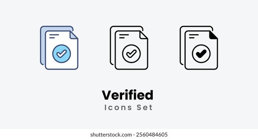 Verified Icons thin line and glyph vector icon stock illustration