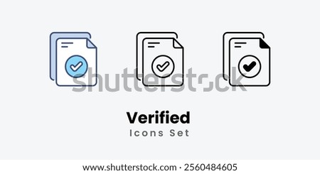 Verified Icons thin line and glyph vector icon stock illustration