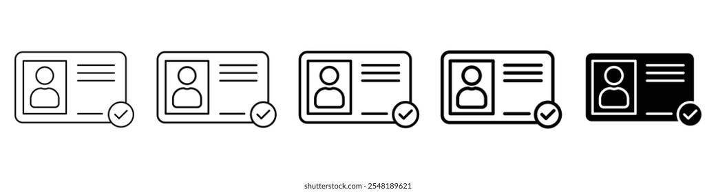 verifiziertes ID-Symbol Einfache dünne Linie Logo-Set