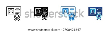 Verified ID Multiple Style Icon Design Vector - ID card with medal, representing certified identity, verification, and authentication