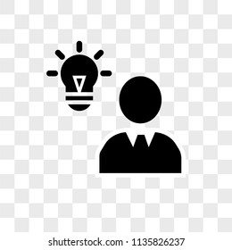 Verified idea lightbulb in man head vector icon on transparent background, Verified idea lightbulb in man head icon