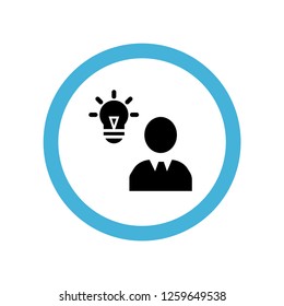 verified idea lightbulb in man head icon symbol. Premium quality isolated verified idea lightbulb in man head vector icon in trendy style. verified idea lightbulb in man head element.