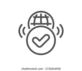 Icono de línea de Internet verificado. Signo de acceso web aprobado. Símbolo de conexión confirmado. Elemento de diseño de calidad. Trazo editable. Icono de Internet verificado con estilo lineal. Vector