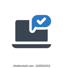 Verified laptop icon (Vector illustration)