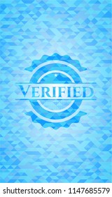 Verified light blue emblem with triangle mosaic background
