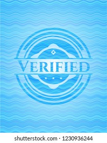 Verified light blue water style badge.