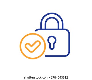 Icono de línea de bloqueo verificado. Signo de bloqueo de protección aprobado. Símbolo de seguridad confirmado. Concepto colorido del contorno de línea delgada. Icono de bloqueo verificado con estilo lineal. Trazo editable. Vector