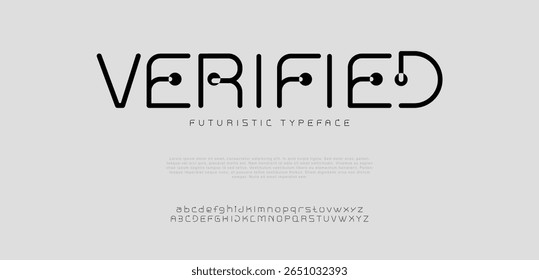 Verified logo alphabet fonts. Typography minimalist urban sans serif digital fashion future creative logos fonts. vector illustration
