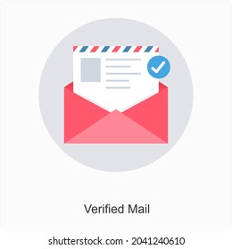 Verified Mail or Email Icon Concept