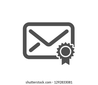 Verified Mail icon. Confirmed Message correspondence sign. E-mail symbol. Quality design element. Classic style icon. Vector