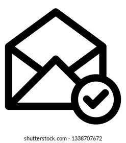 Verified mail icon, line design.