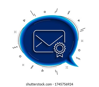 Verified Mail line icon. Chat bubble with shadow. Confirmed Message correspondence sign. E-mail symbol. Thin line verified Mail icon. Vector