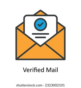 Verified Mail Vector   Fill outline Icon Design illustration. Shipping and delivery Symbol on White background EPS 10 File