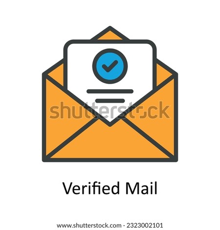 Verified Mail Vector   Fill outline Icon Design illustration. Shipping and delivery Symbol on White background EPS 10 File