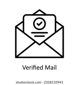Verified Mail Vector    outline Icon Design illustration. Shipping and delivery Symbol on White background EPS 10 File