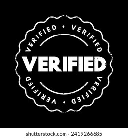 Verified - make sure or demonstrate that is true, accurate, or justified, text stamp concept background