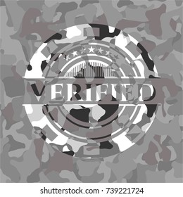 Verified on grey camouflage texture