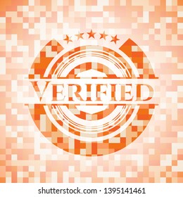 Verified orange mosaic emblem with background