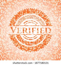 Verified orange mosaic emblem with background 