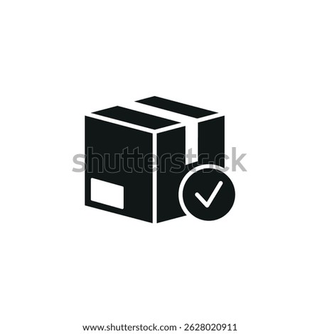 Verified package icon. Simple approved parcel icon representing quality check, successful delivery, and order confirmation. Vector illustration.