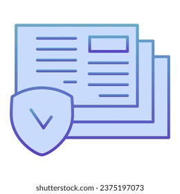 Verified paper flat icon. Report with check blue icons in trendy flat style. Approved document gradient style design, designed for web and app. Eps 10